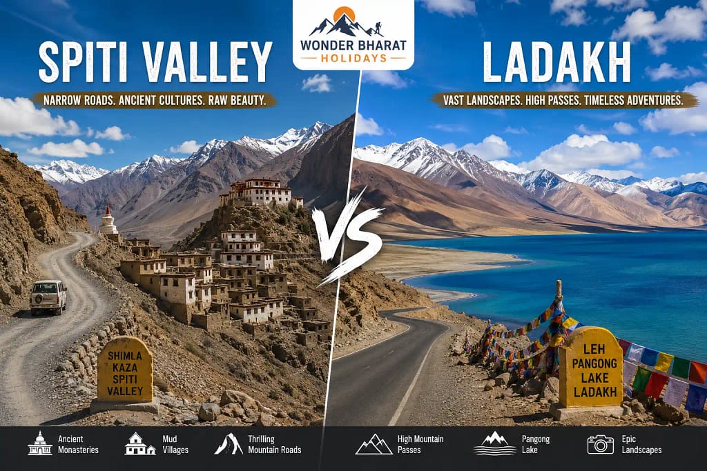 Spiti Valley vs Ladakh landscape and road trip comparison